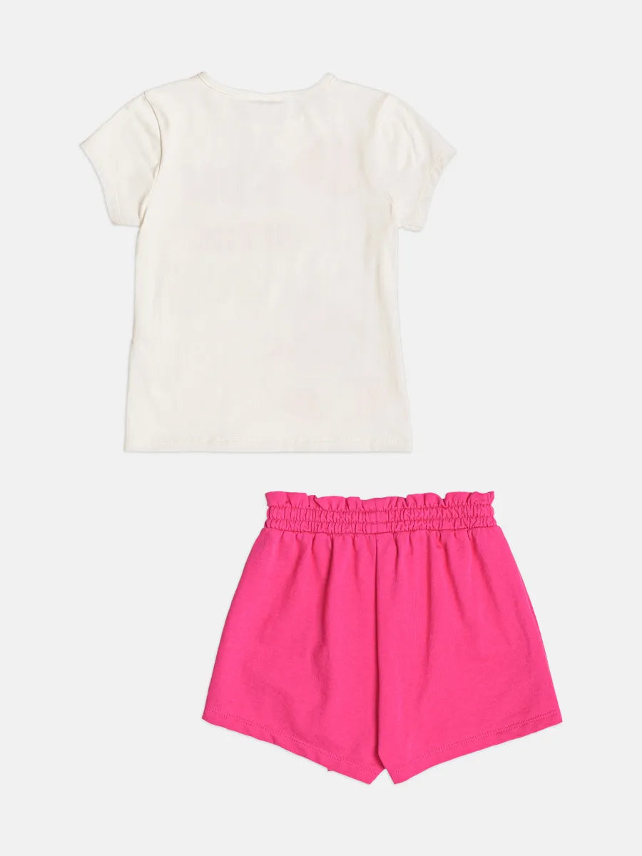 Conjunto Infantil Menina Bimbi Shorts Saia Rosa e Blusa Fun in the Sun