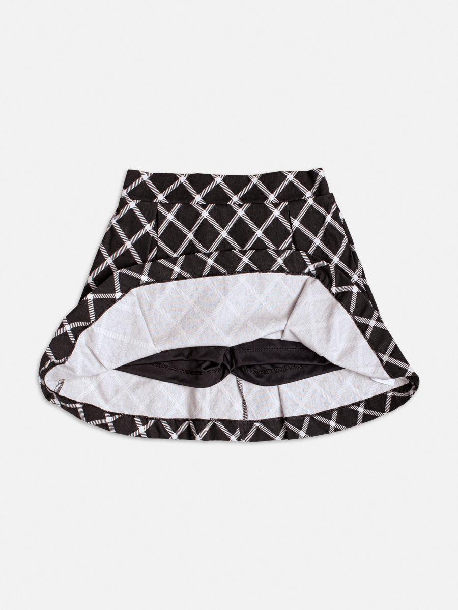 Conjunto infantil Momi Inverno Saia Preta Xadrez e Blusa Manga Longa