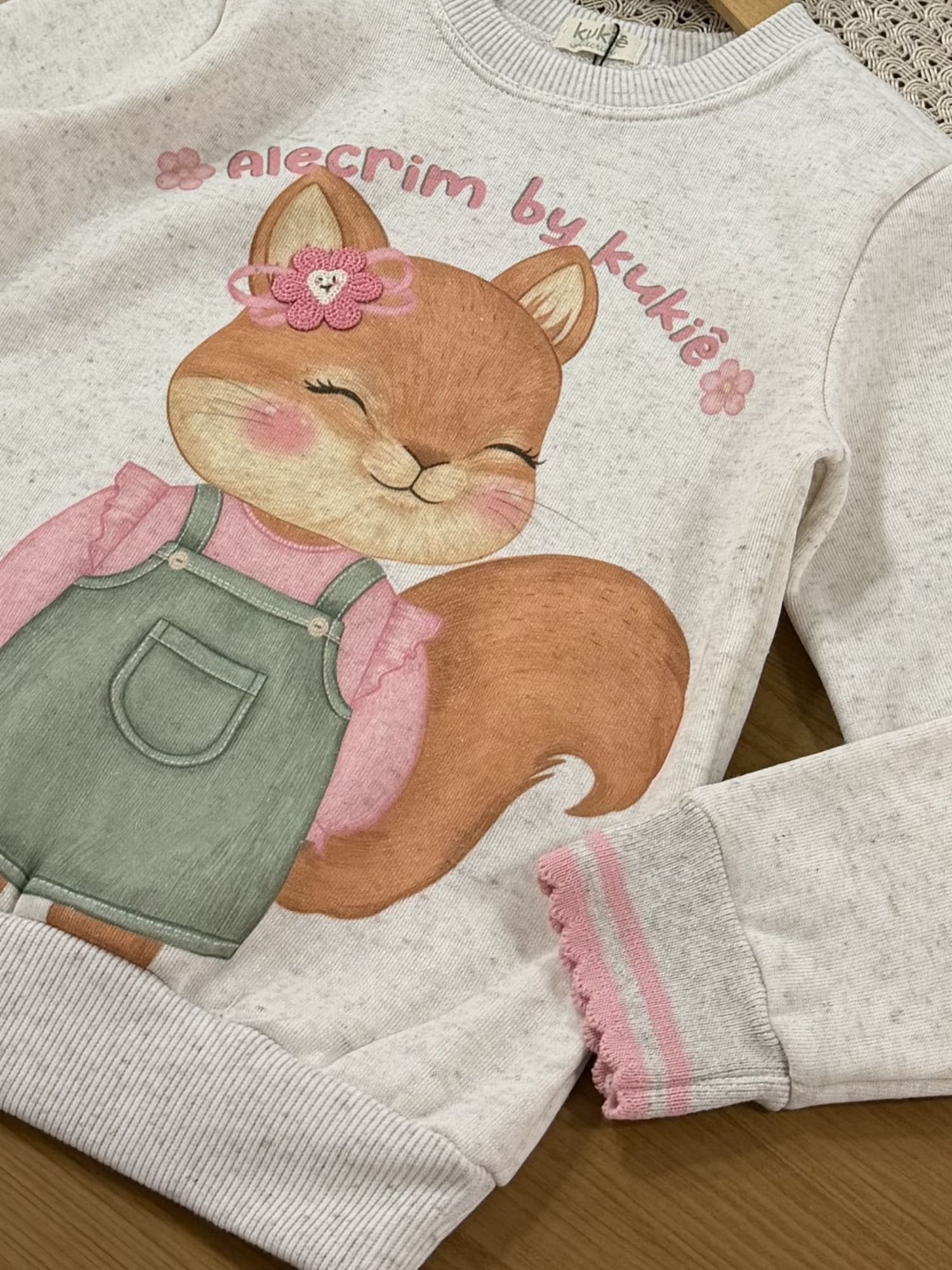 Casaco Infantil Kukiê Inverno Flanelado Off White Esquilinha