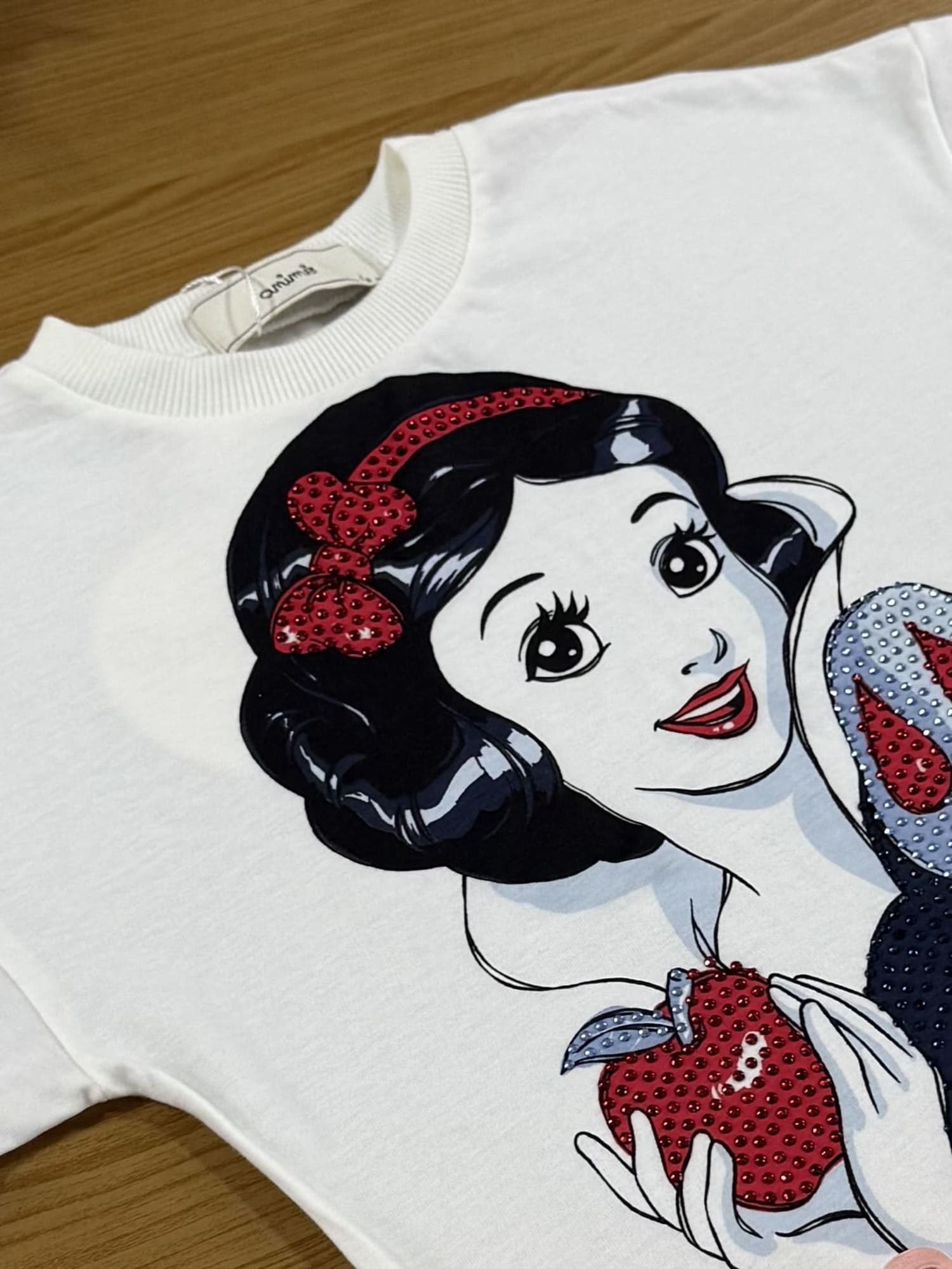 Blusa Infantil Animê Manga Curta Branca de Neve Disney