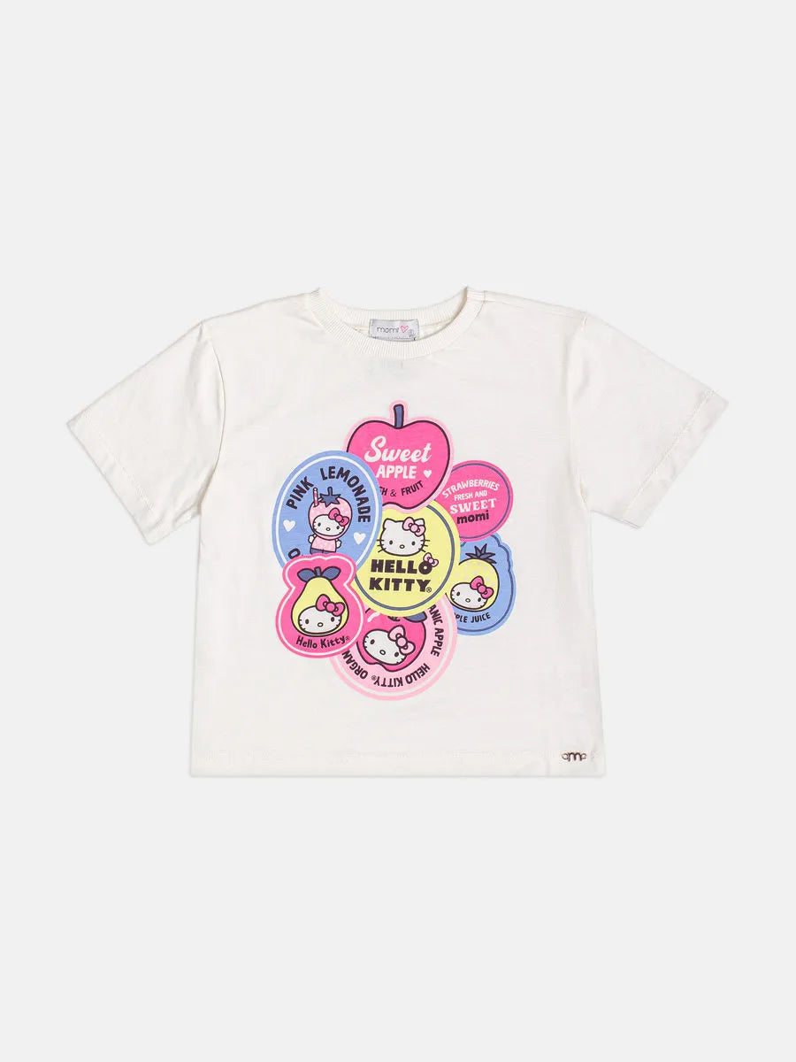 Blusa Infantil Menina Momi Branca Hello Kitty Fruits
