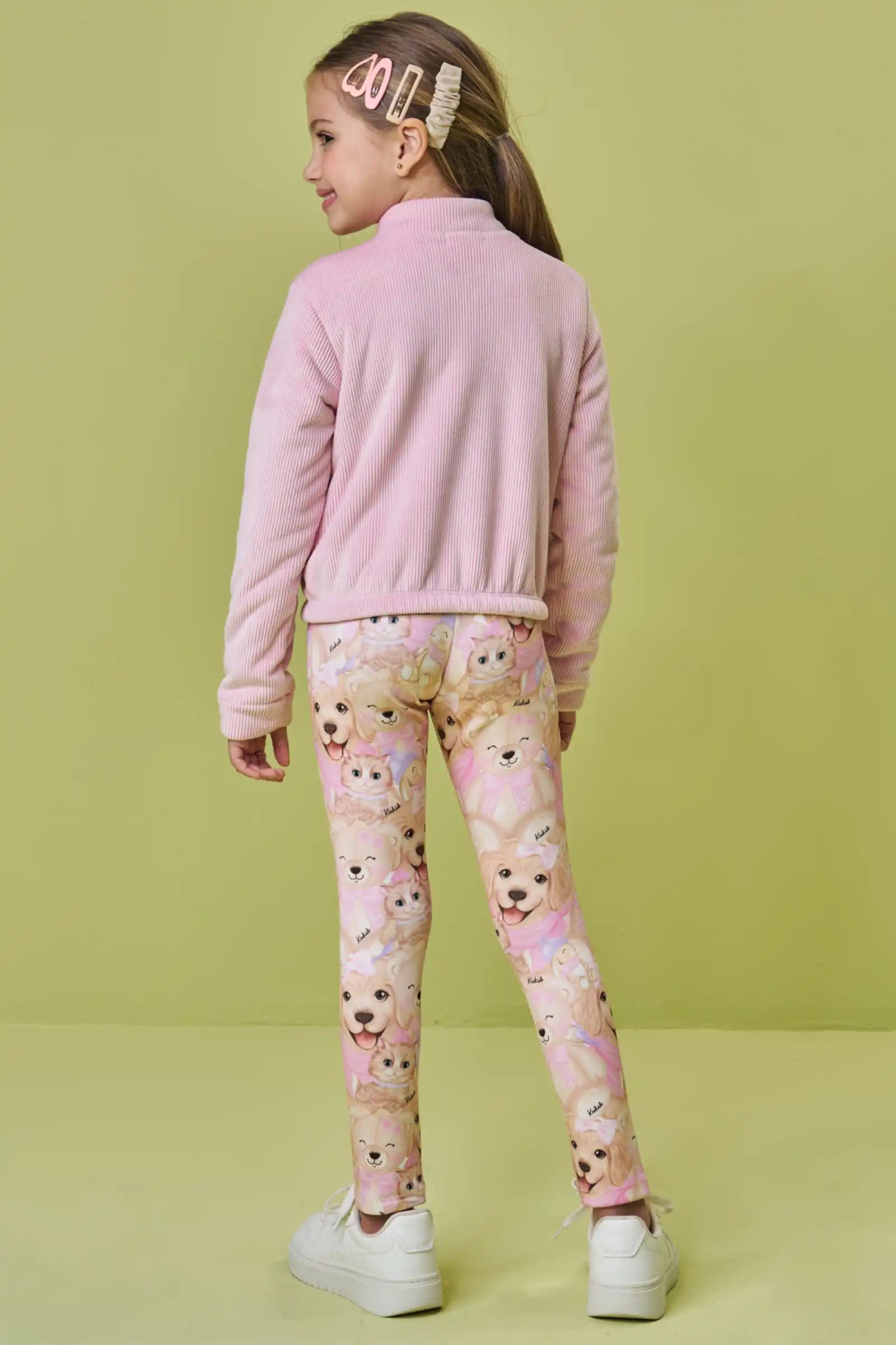 Calça Legging Infantil Kukiê Inverno Rosa Ursinha e Amigos