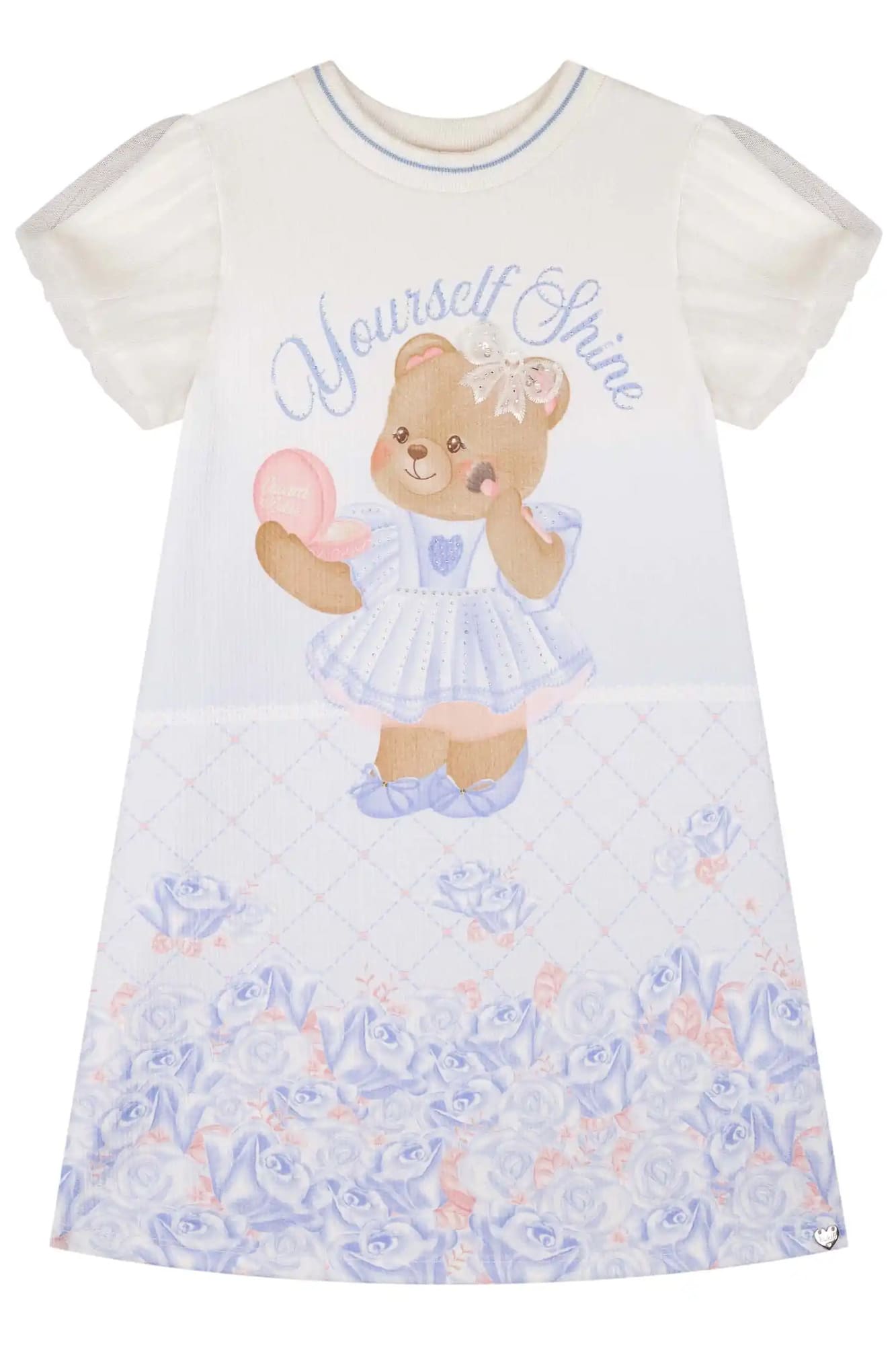 Vestido Infantil Kukiê Verão Azul Ursinha Princesa