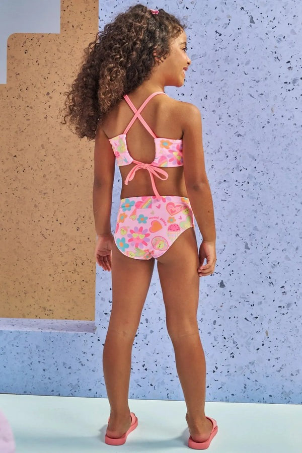 Biquíni Infantil Kukie Verão Rosa Bolinha de Tênis