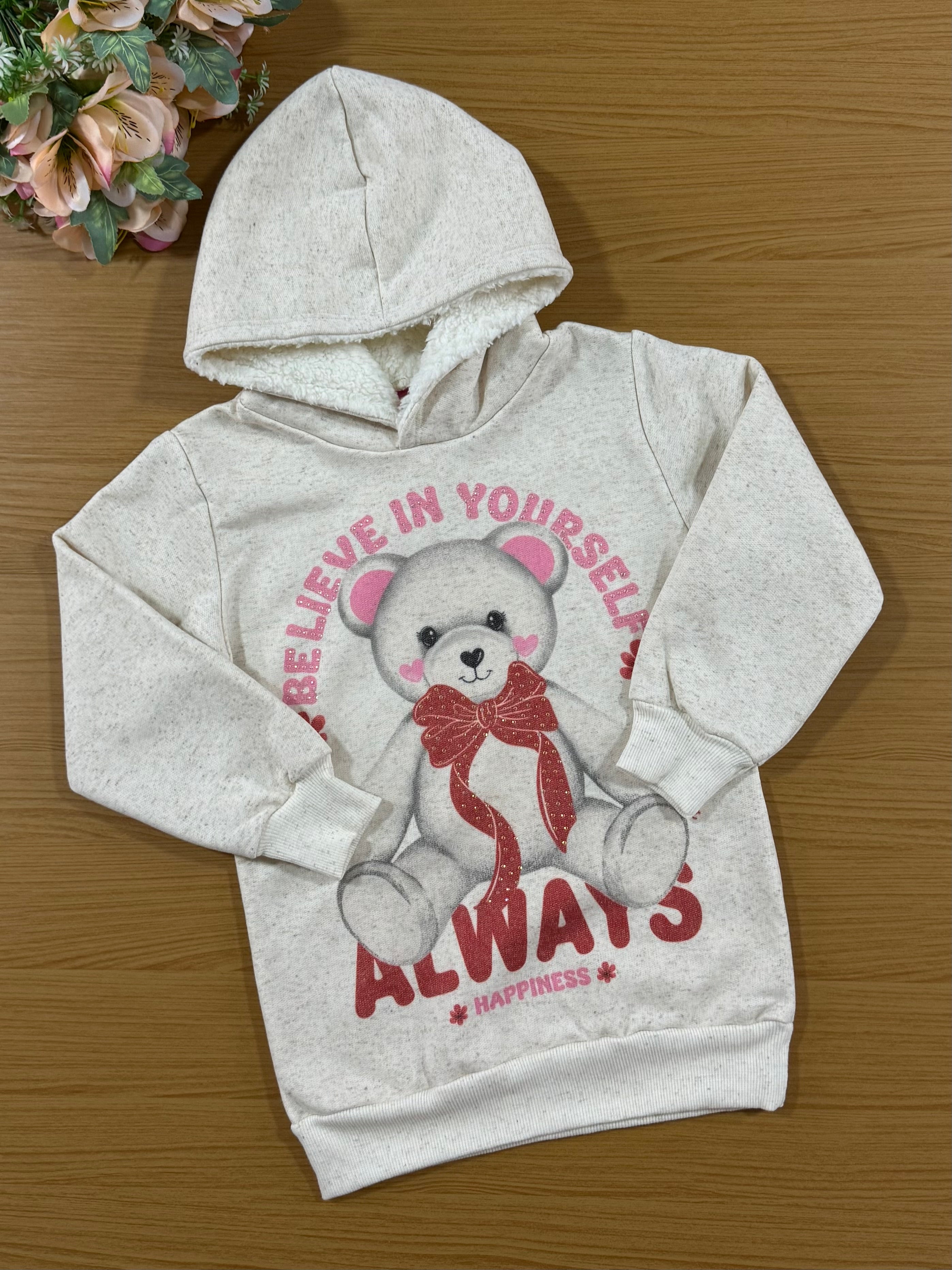 Conjunto Infantil Cinti Inverno Calça e Moletom Flanelado Ursinho