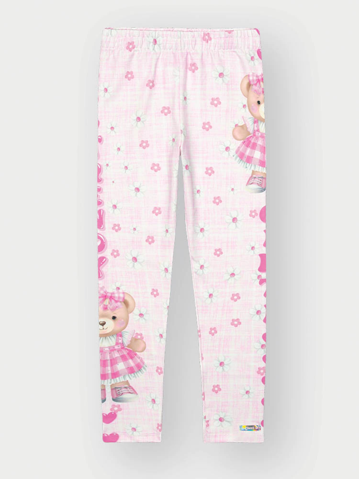 Calça Legging Infantil Cinti Verão Rosa Ursinha Trendy