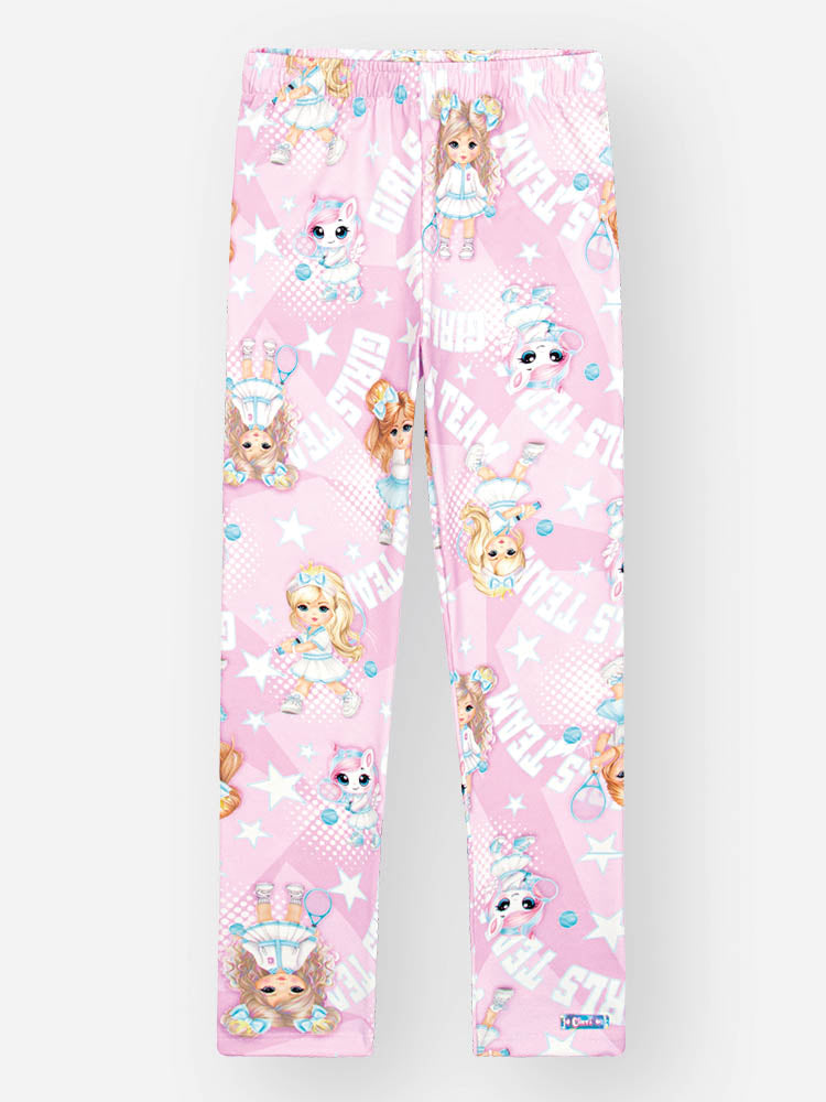 Calça Legging Infantil Cinti Verão Rosa Tênista