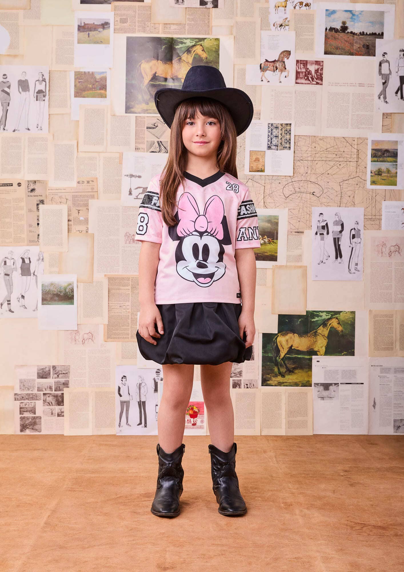 Blusa Infantil Animê Inverno Manga Curta Rosa Minnie Disney
