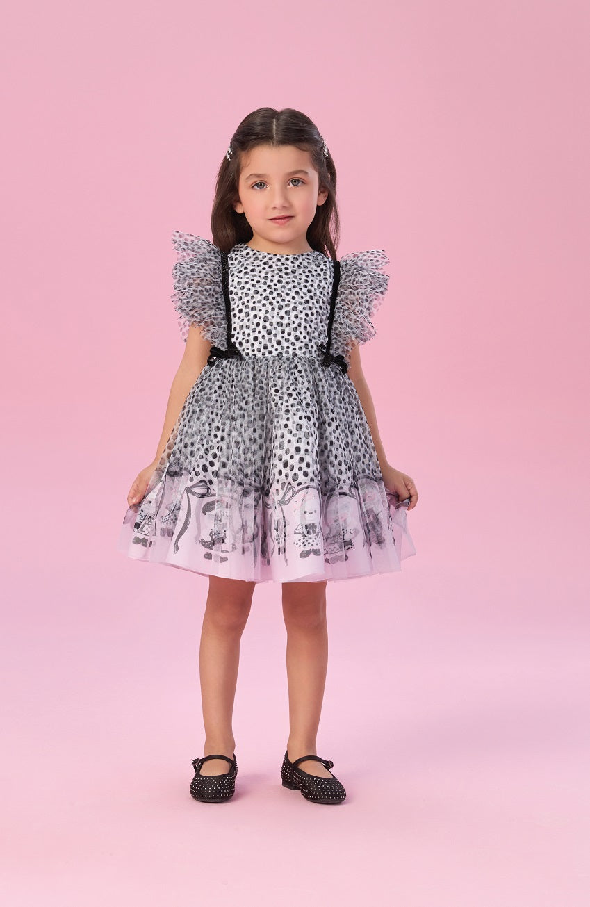 Vestido de Festa Infantil Petit Cherie Inverno Tule Ursinha Poá