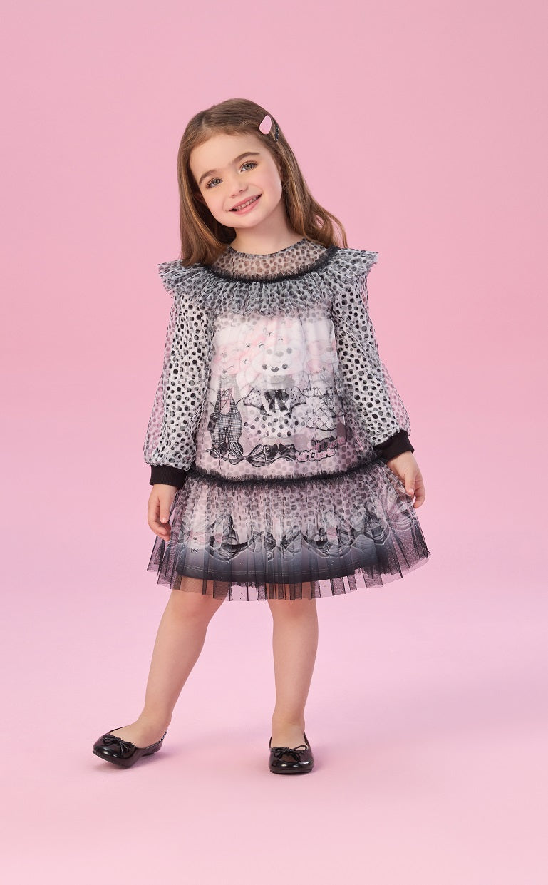 Vestido de Festa Infantil Petit Cherie Inverno Tule Ursinha