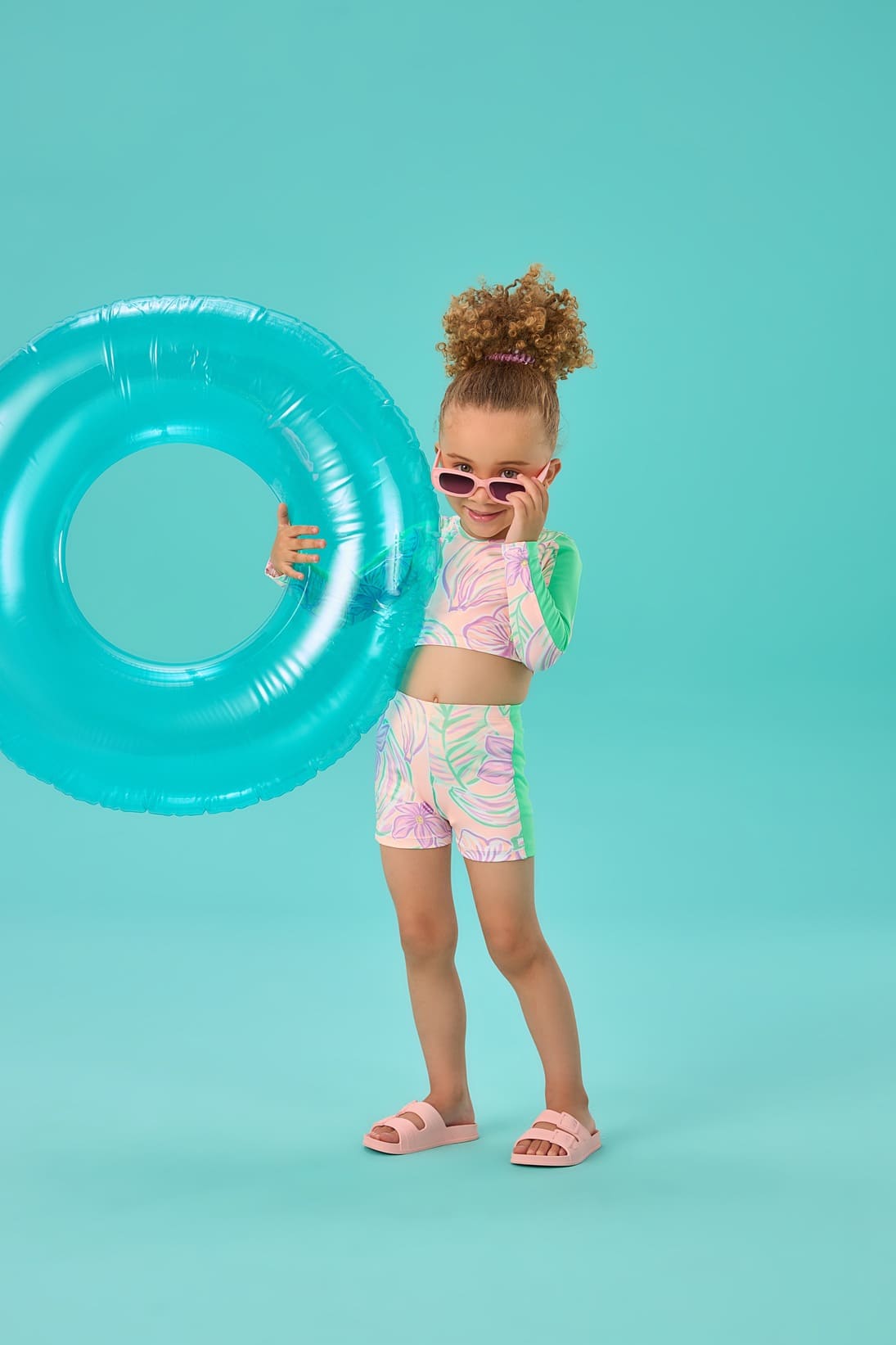Conjunto Infantil Mon Sucre Verão de Banho Praia e Piscina Flores