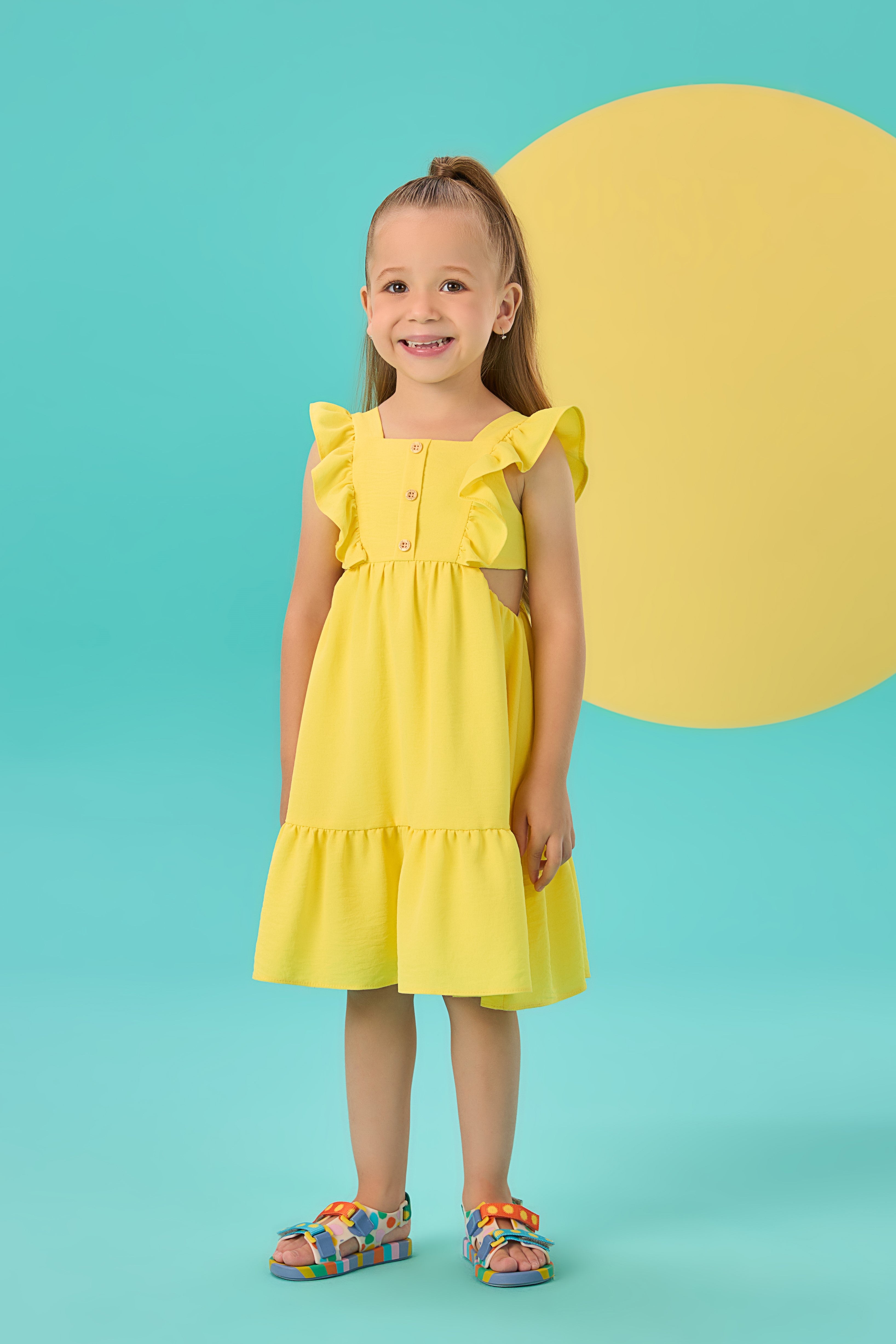 Vestido Infantil Mon Sucre Verão Amarelo
