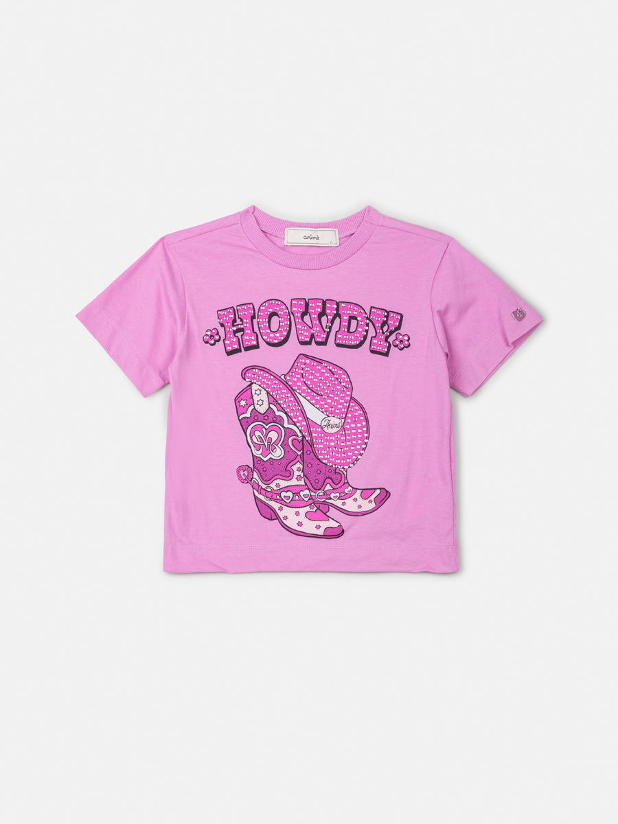 Blusa Infantil Animê Rosa Howdy com Strass