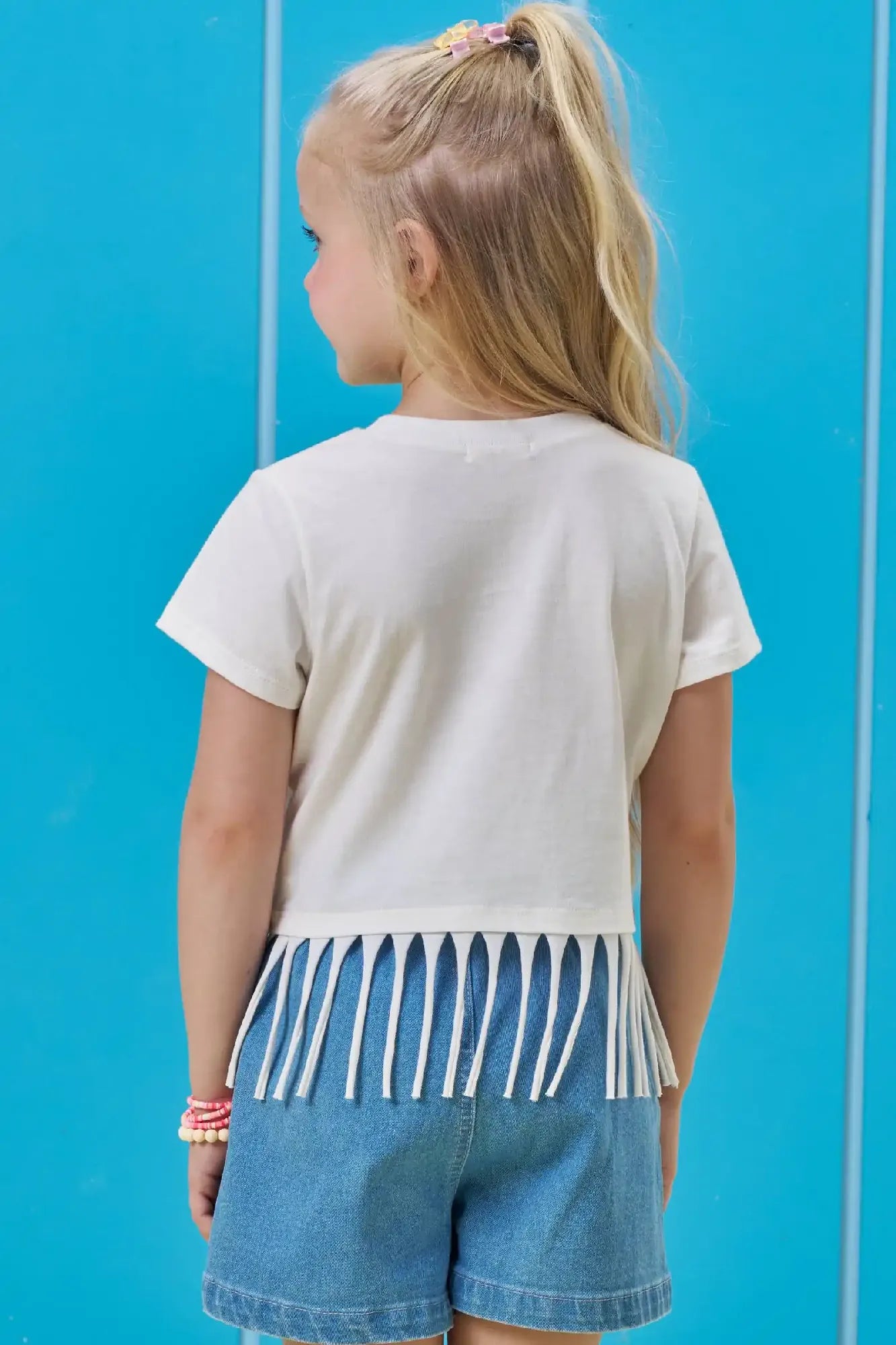 Blusa Infantil Menina Kukiê Branca Let's Go Girls com Franjinha