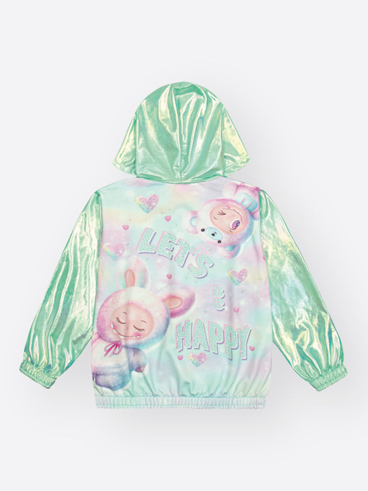 Jaqueta Corta Vento Infantil Cinti Inverno Verde Holografica