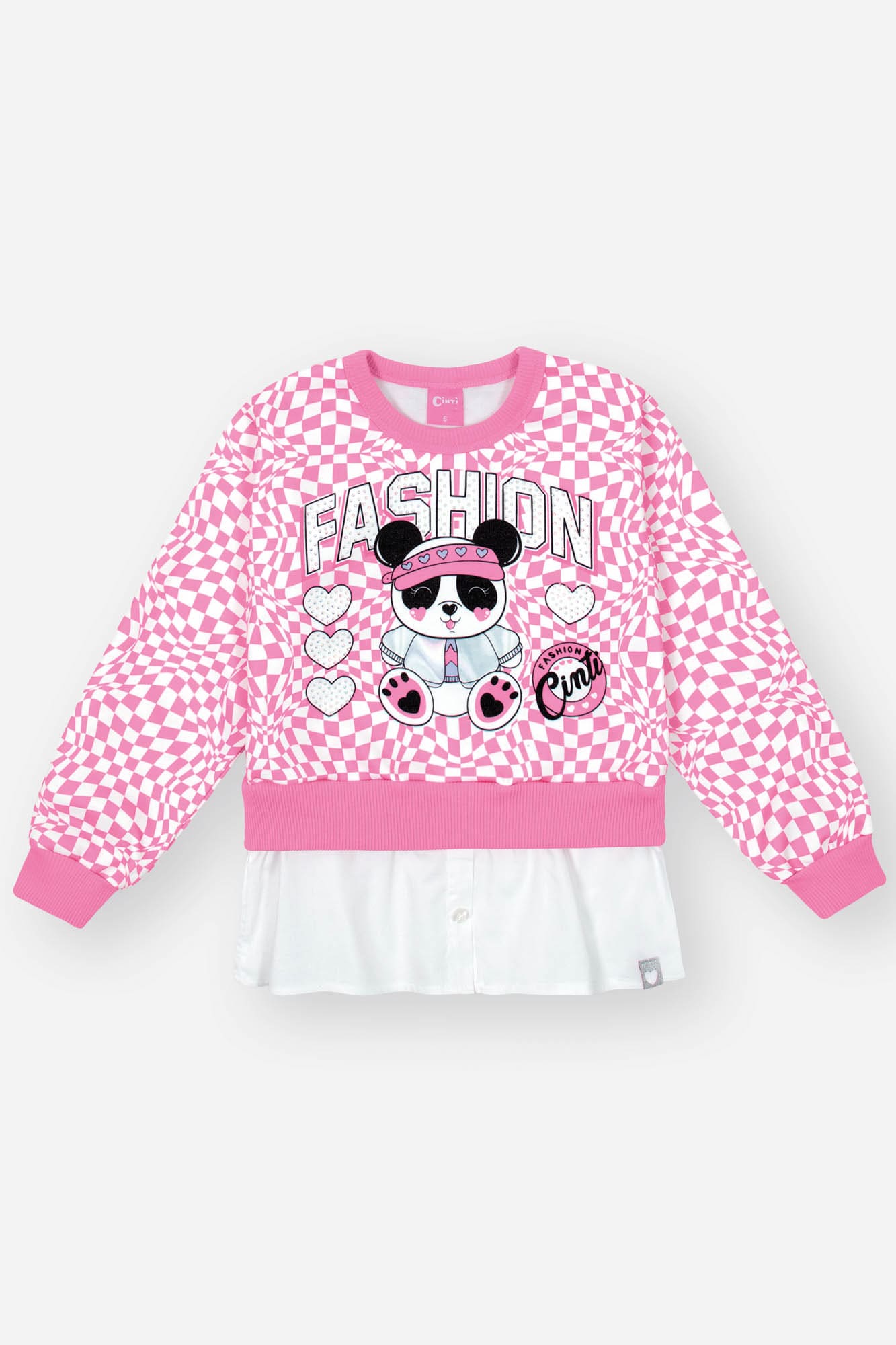 Conjunto Infantil Cinti Inverno Calça e Moletom Flanelado Rosa Panda
