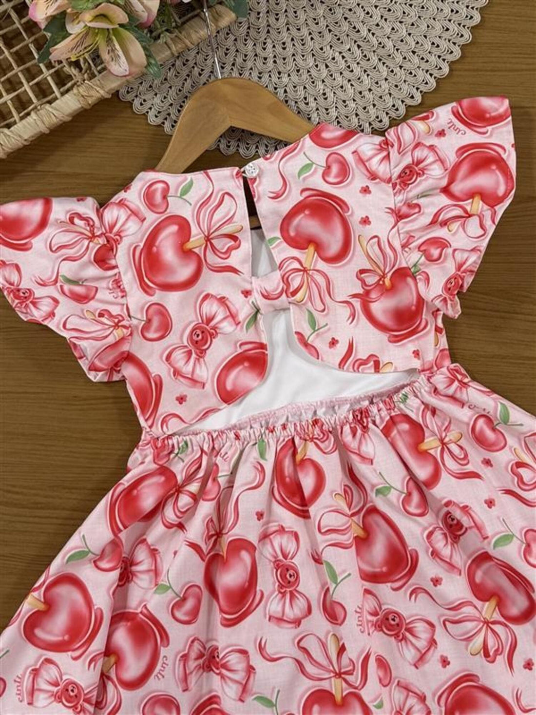 Vestido Infantil Cinti Verão Vermelho Docinhos