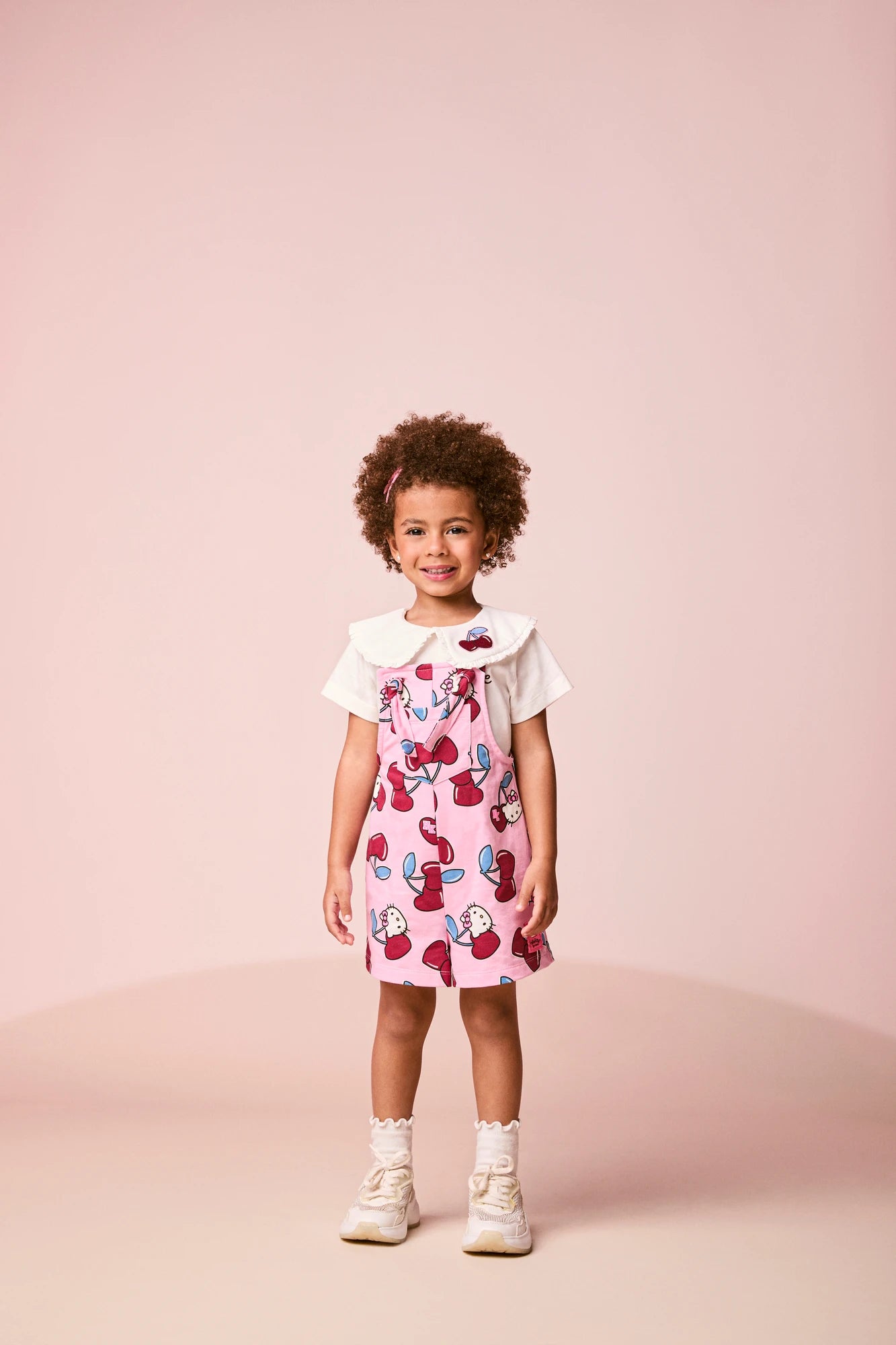 Jardineira Infantil Momi Inverno Rosa Cerejinha Hello Kitty