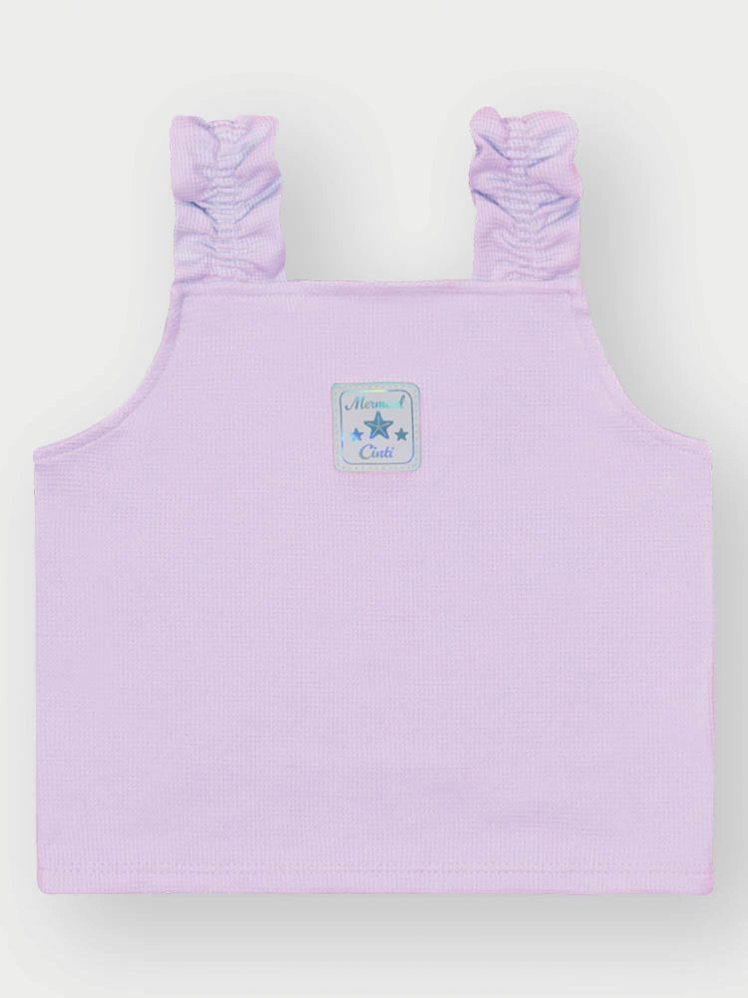 Conjunto Infantil Cinti Verão com Shorts e Cropped Lilás