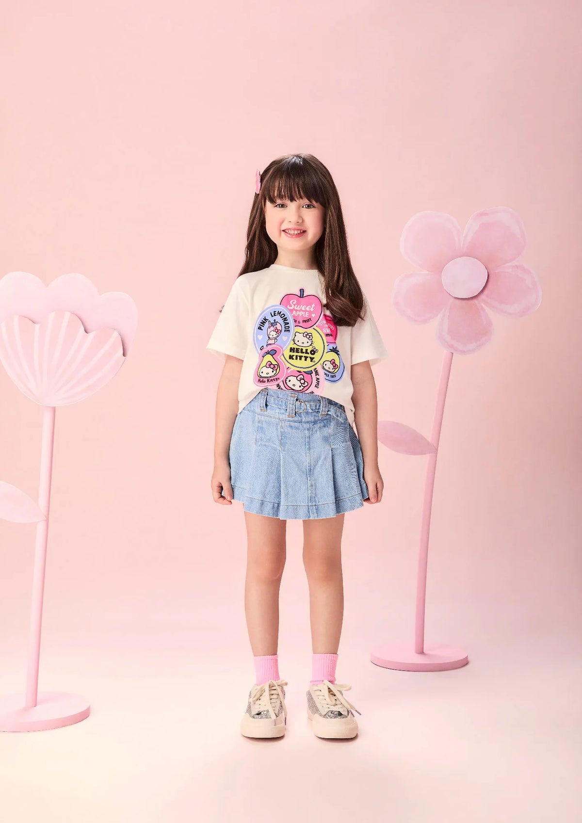 Blusa Infantil Menina Momi Branca Hello Kitty Fruits