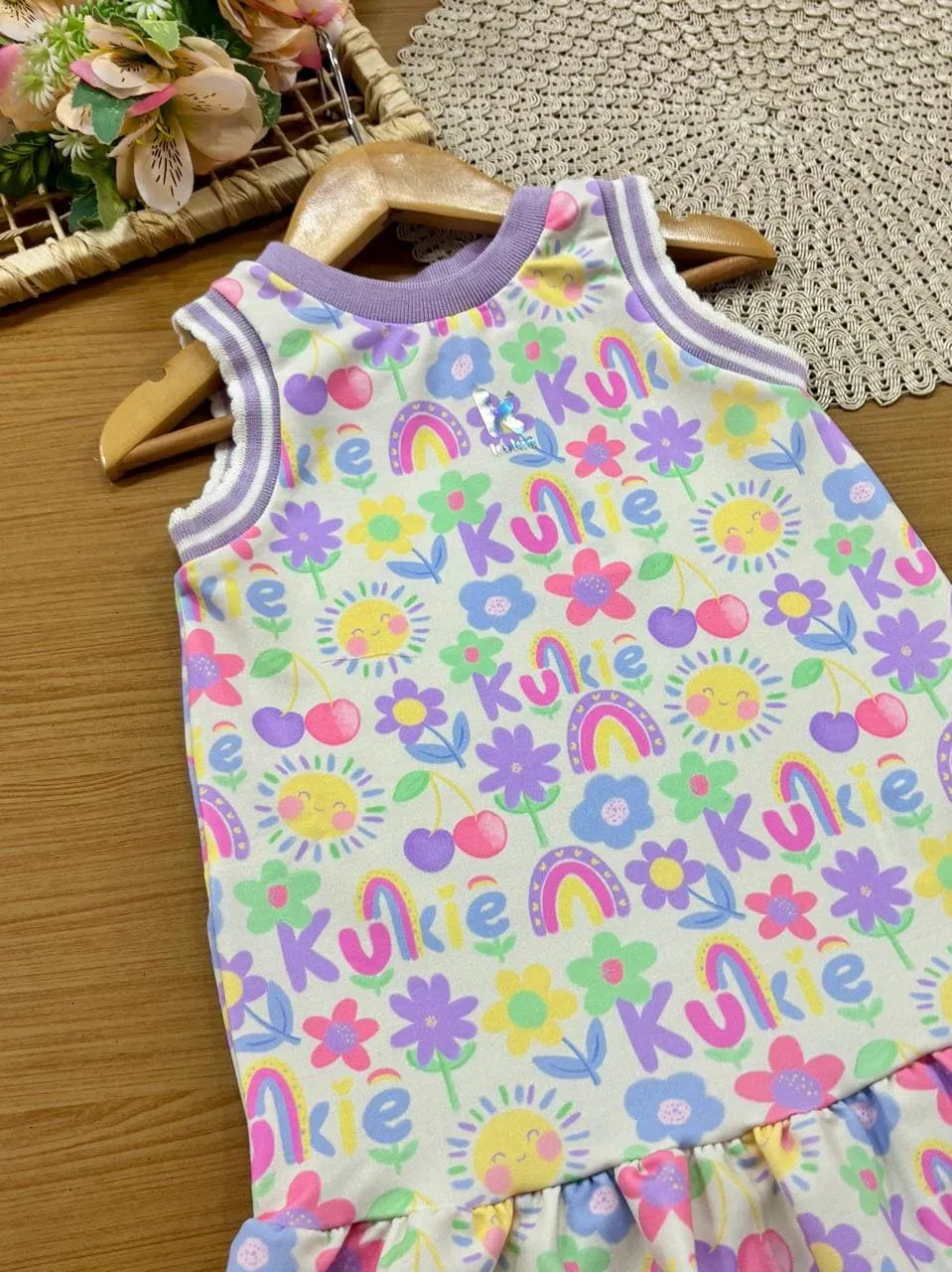 Vestido Infantil Kukiê Off White Verão Flores