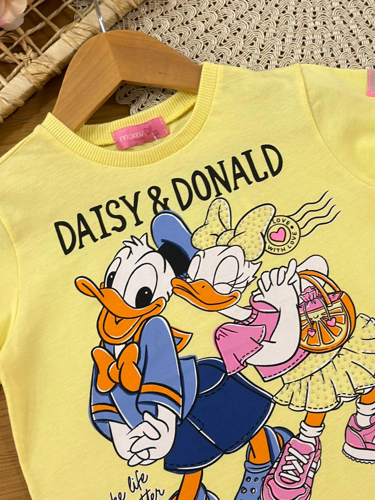 Blusa Infantil Menina Momi Amarela Daisy e Donald Disney