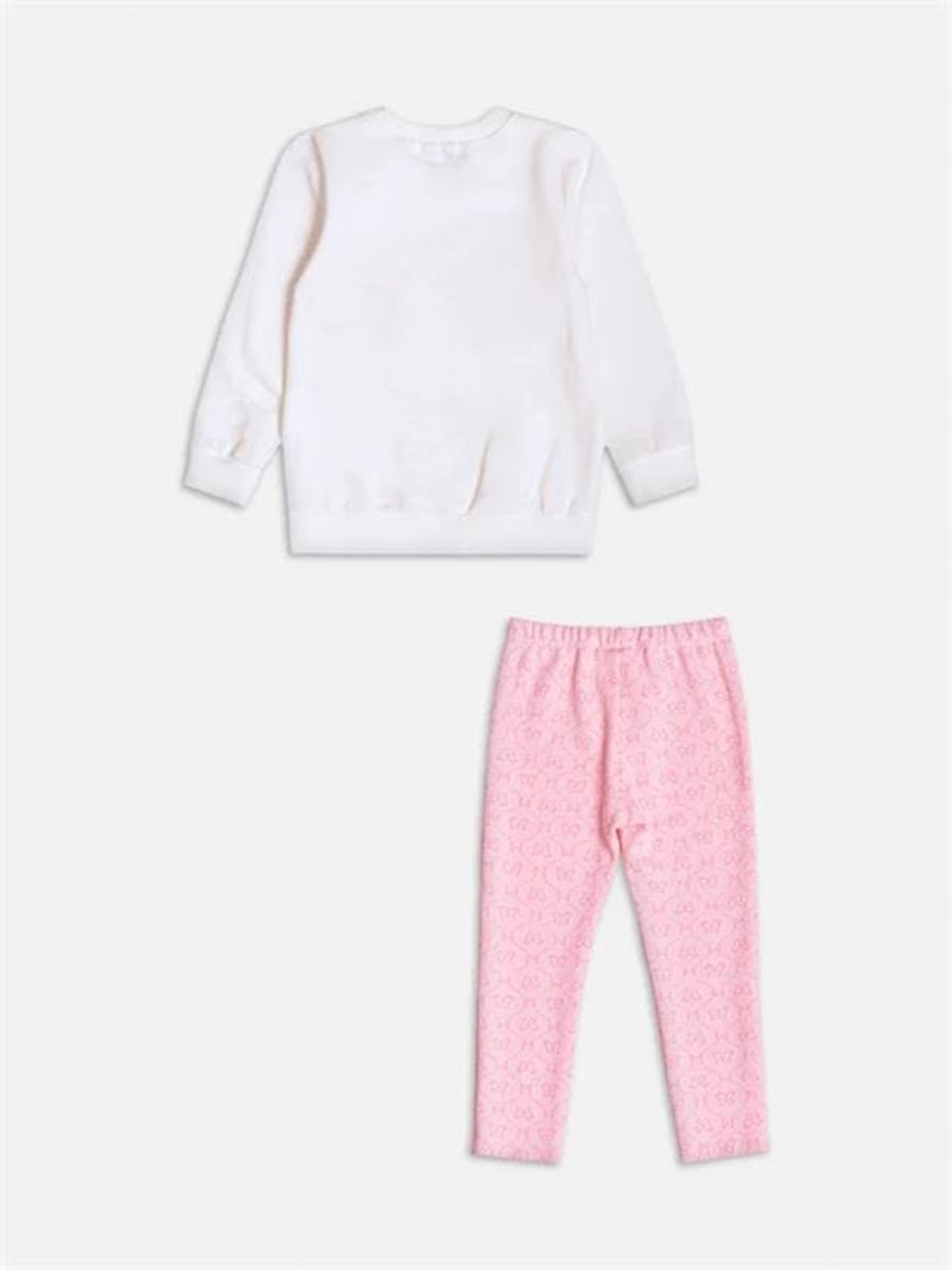 Conjunto Infantil Momi Inverno com Calça Rosa e Casaco Branco Borboleta com Strass