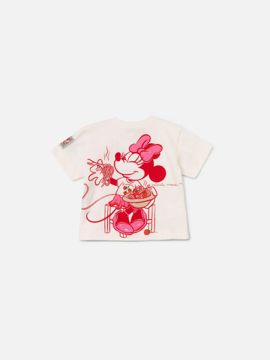 Blusa Infantil Menina Animê Branca Mickey e Minnie Tomates Disney