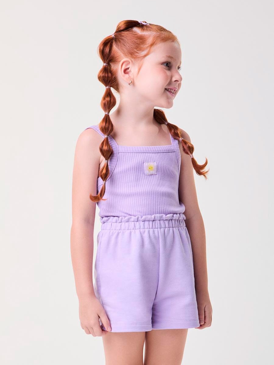 Conjunto Infantil Bimbi Verão com Shorts e Regata Lilás Solzinho