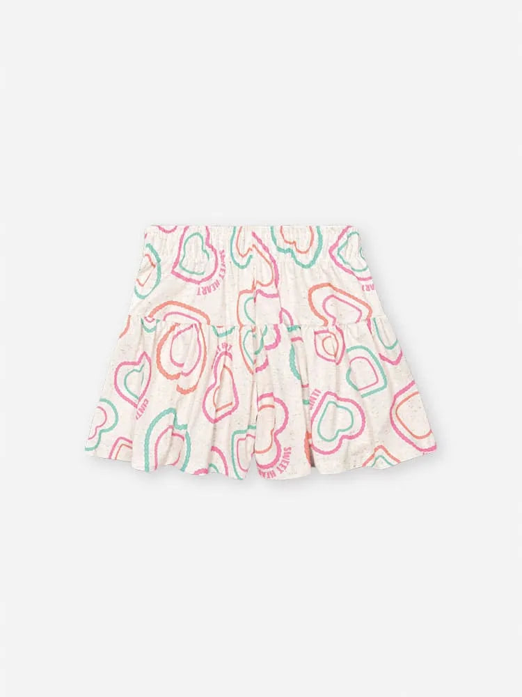 Conjunto Infantil Menina Cinti com Shorts e Blusa Off White Corações