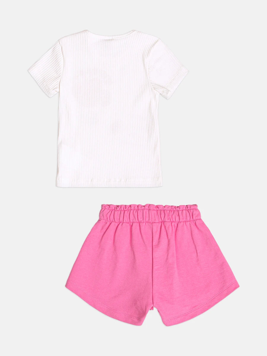 Conjunto Infantil Momi Inverno Shorts Rosa e Blusa Manga Curta Sweet