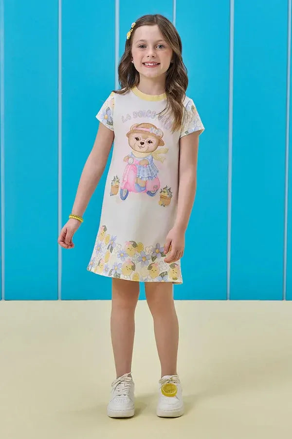Vestido Infantil Kukiê Colorido Ursinho La Dolce Vita