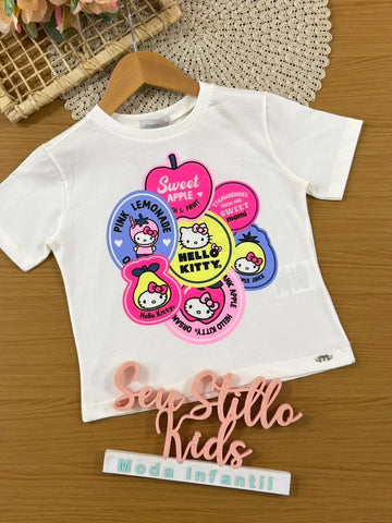 Blusa Infantil Menina Momi Branca Hello Kitty Fruits