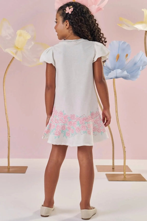 Vestido Infantil Kukiê Verão Verde Ursinha no Jardim