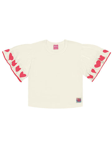 Blusa Infantil Cinti Verão Off White Corações