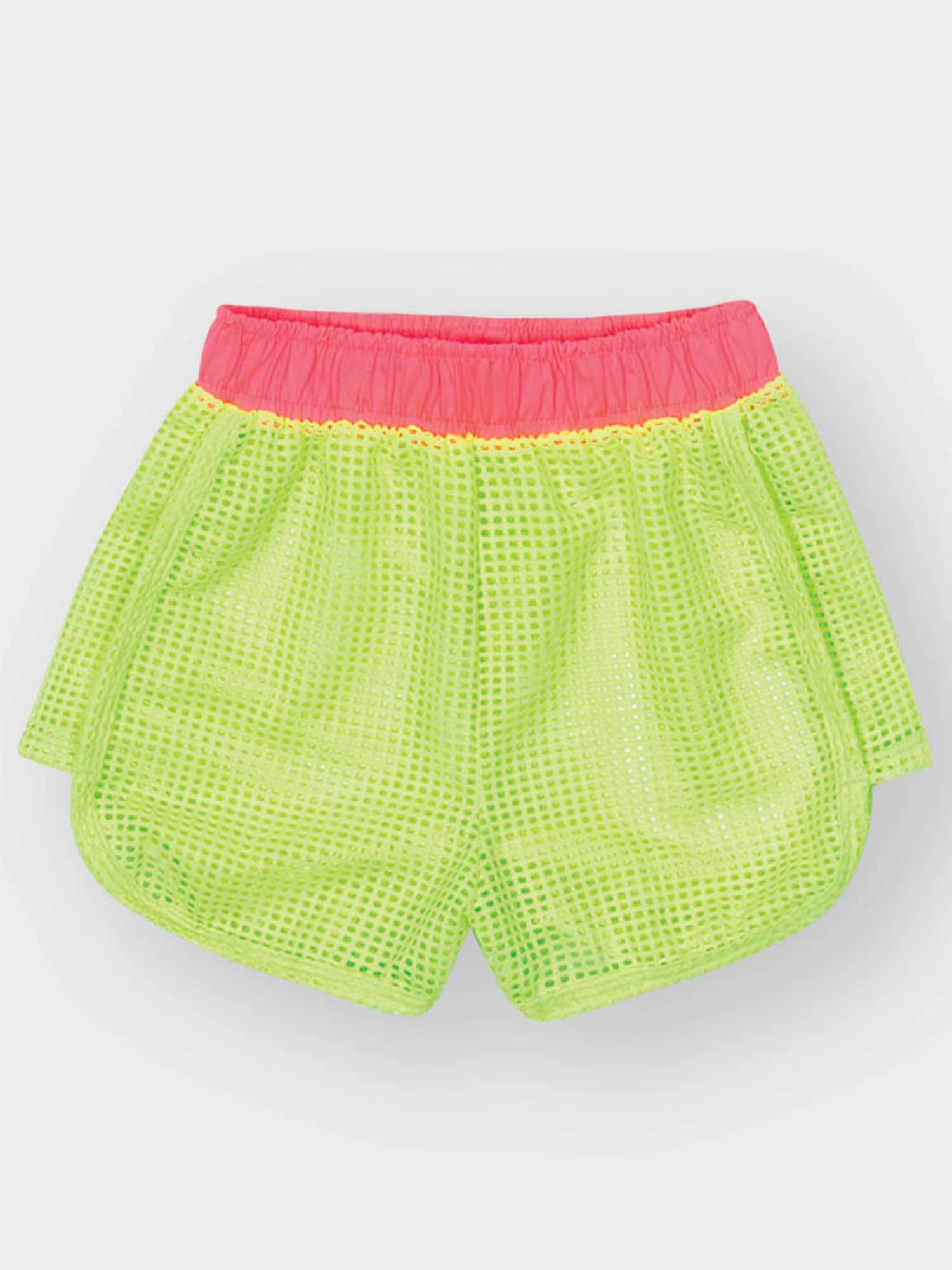 Biquíni Infantil Cinti Verão Rosa com Shorts Verde Neon Pretty Vibes