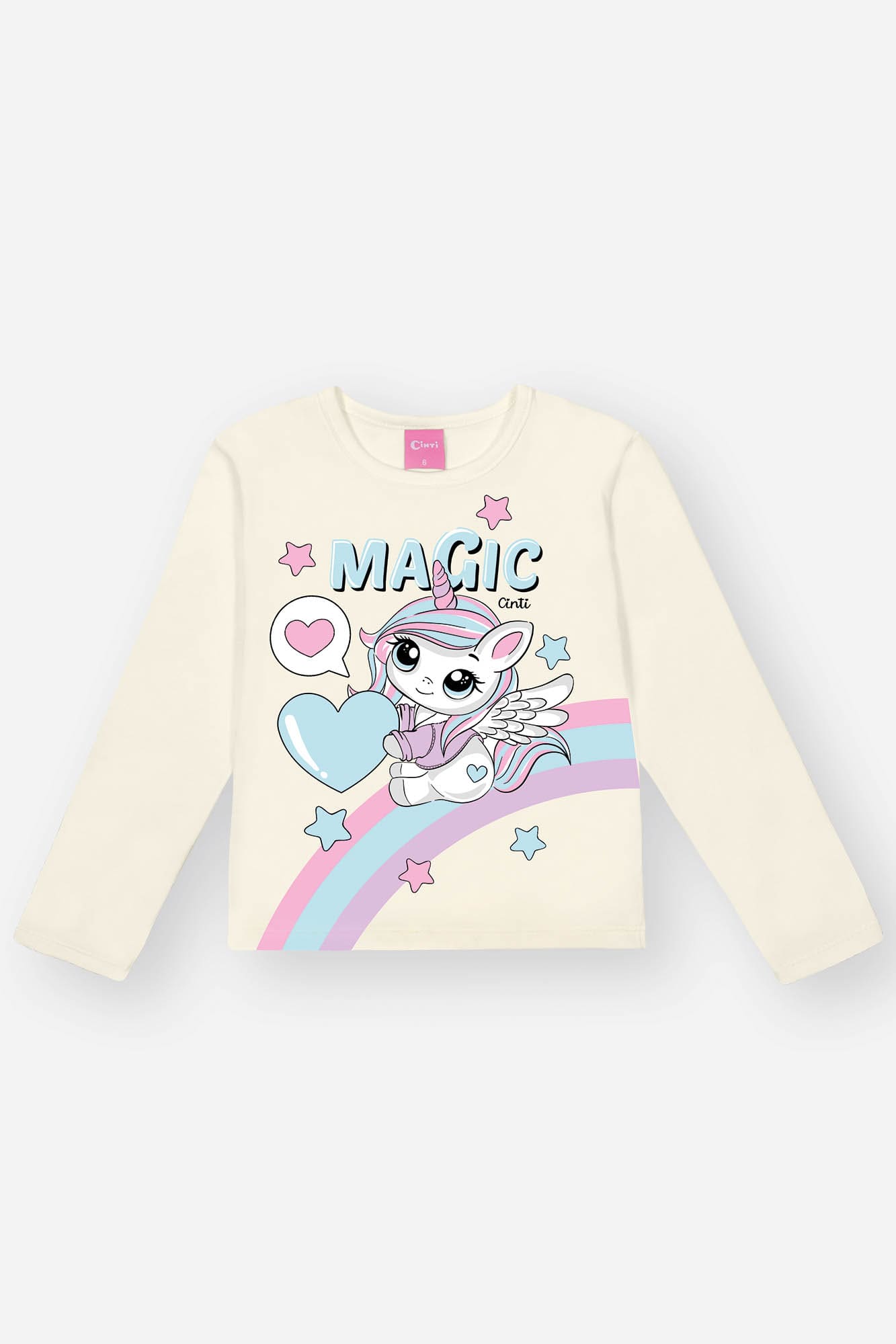 Conjunto Infantil Cinti Inverno Shorts Saia e Blusa Off White Unicórnio