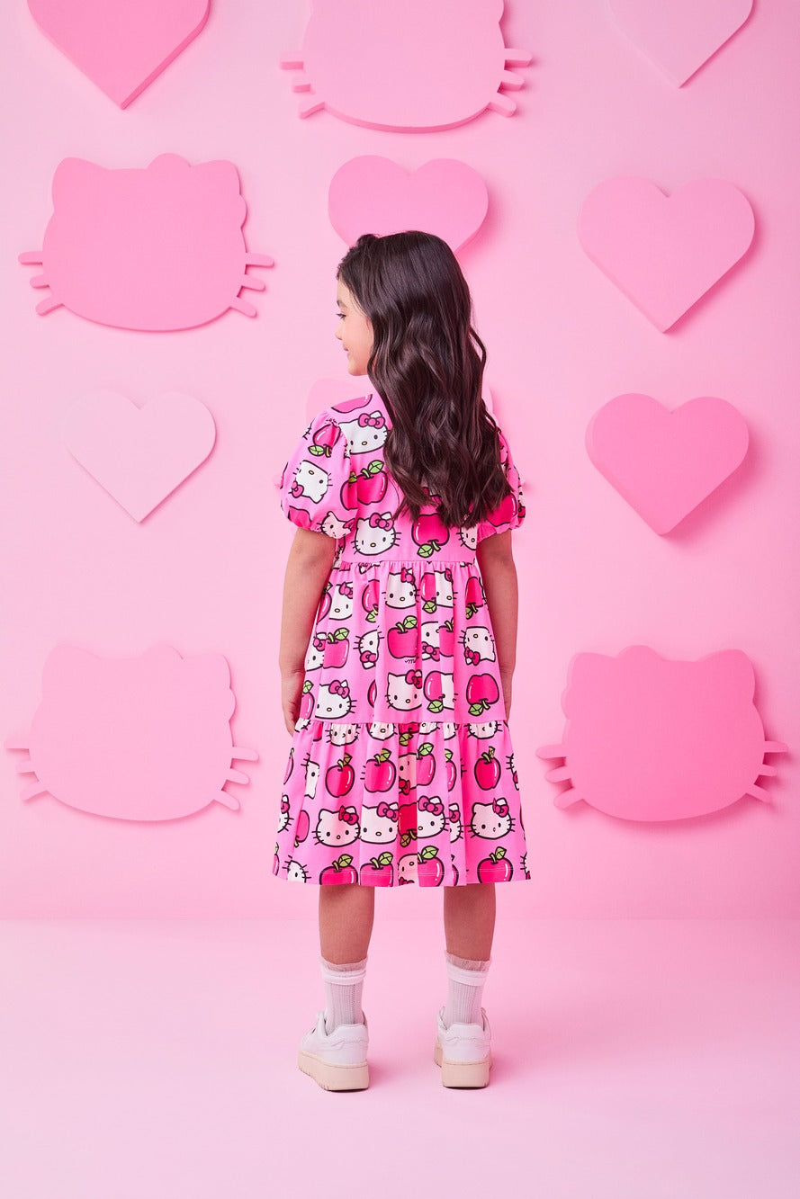 Vestido Infantil Momi Verão Rosa Hello Kitty