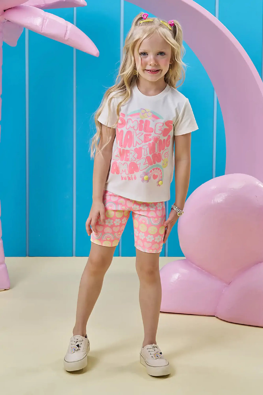 Shorts Ciclista Infantil Menina Kukiê Rosa Smile