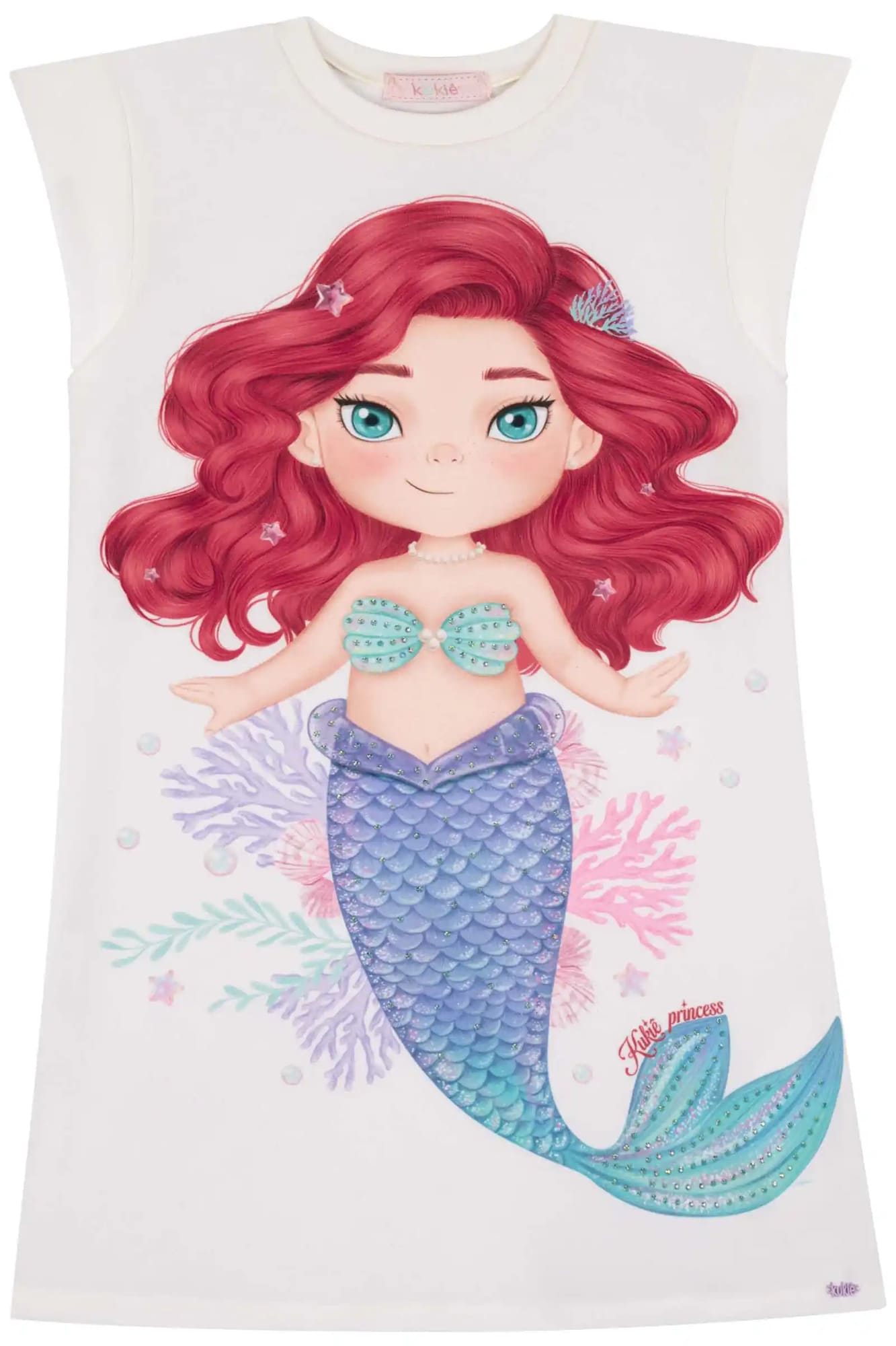 Vestido Infantil Kukiê Verão Branco Princesa Ariel
