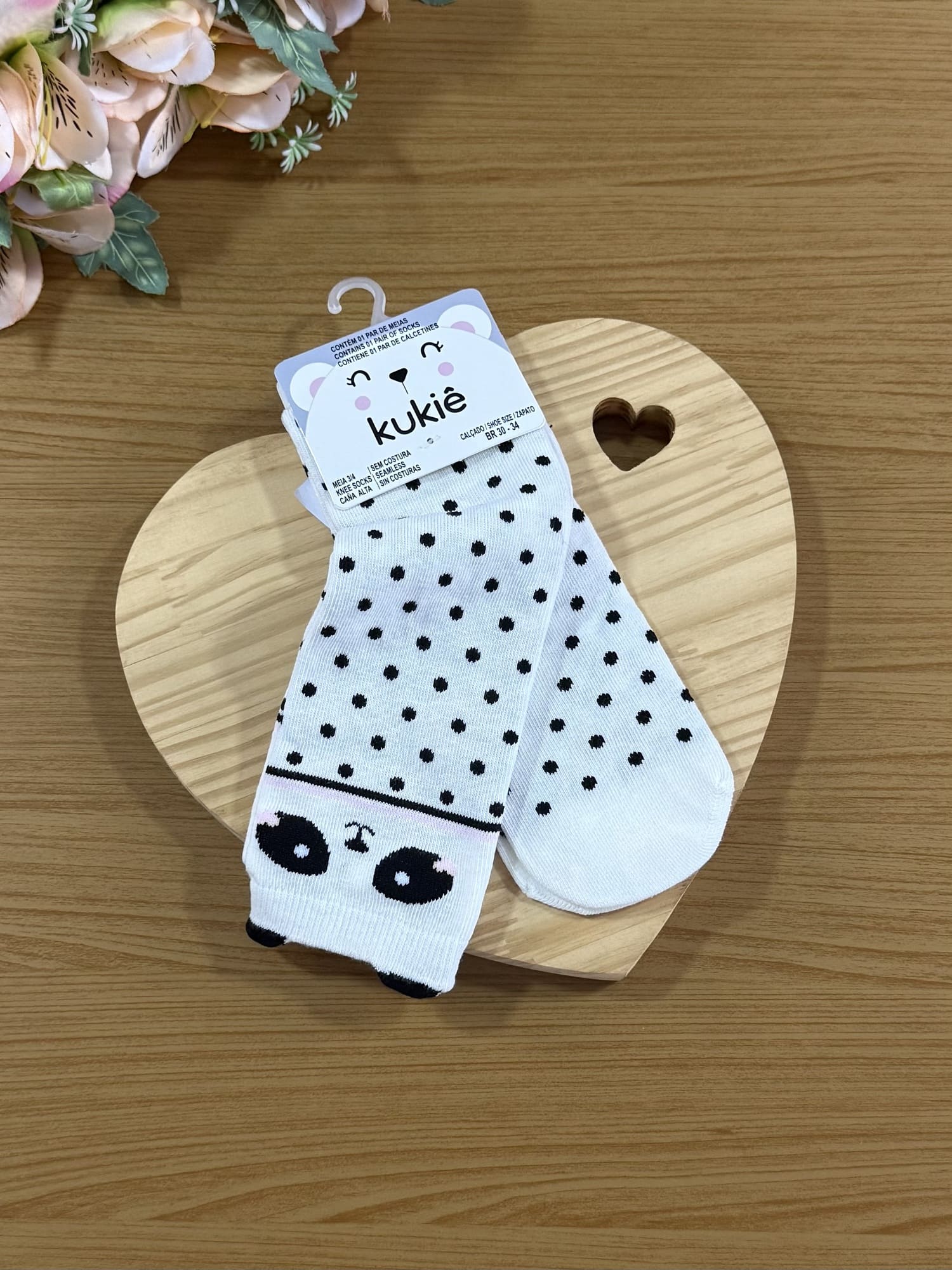 Meia Infantil 3/4 Kukie Inverno Panda