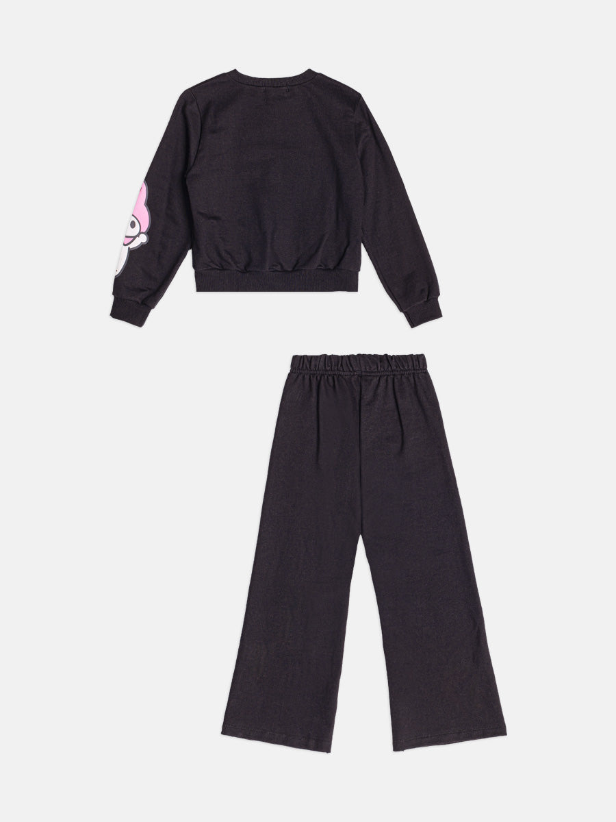 Conjunto Infantil Momi Inverno com Calça e Moletom Sem Flanela Preto Hello Kitty Friends