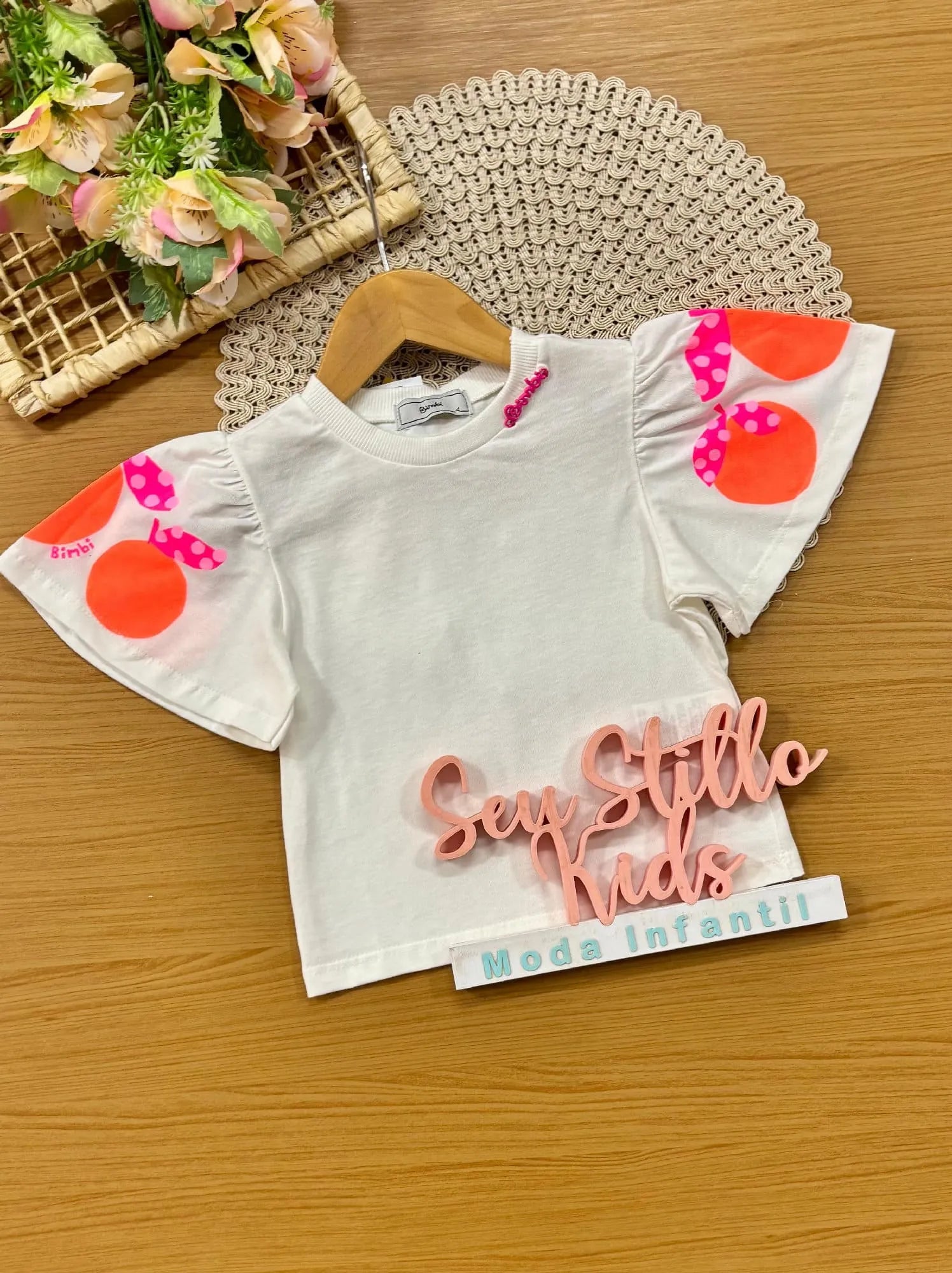 Blusa Infantil Menina Bimbi Branca Frutinhas