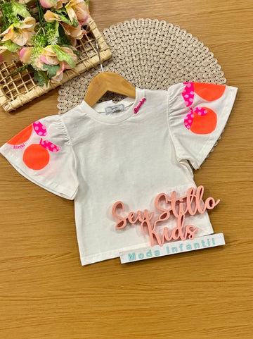 Blusa Infantil Menina Bimbi Branca Frutinhas