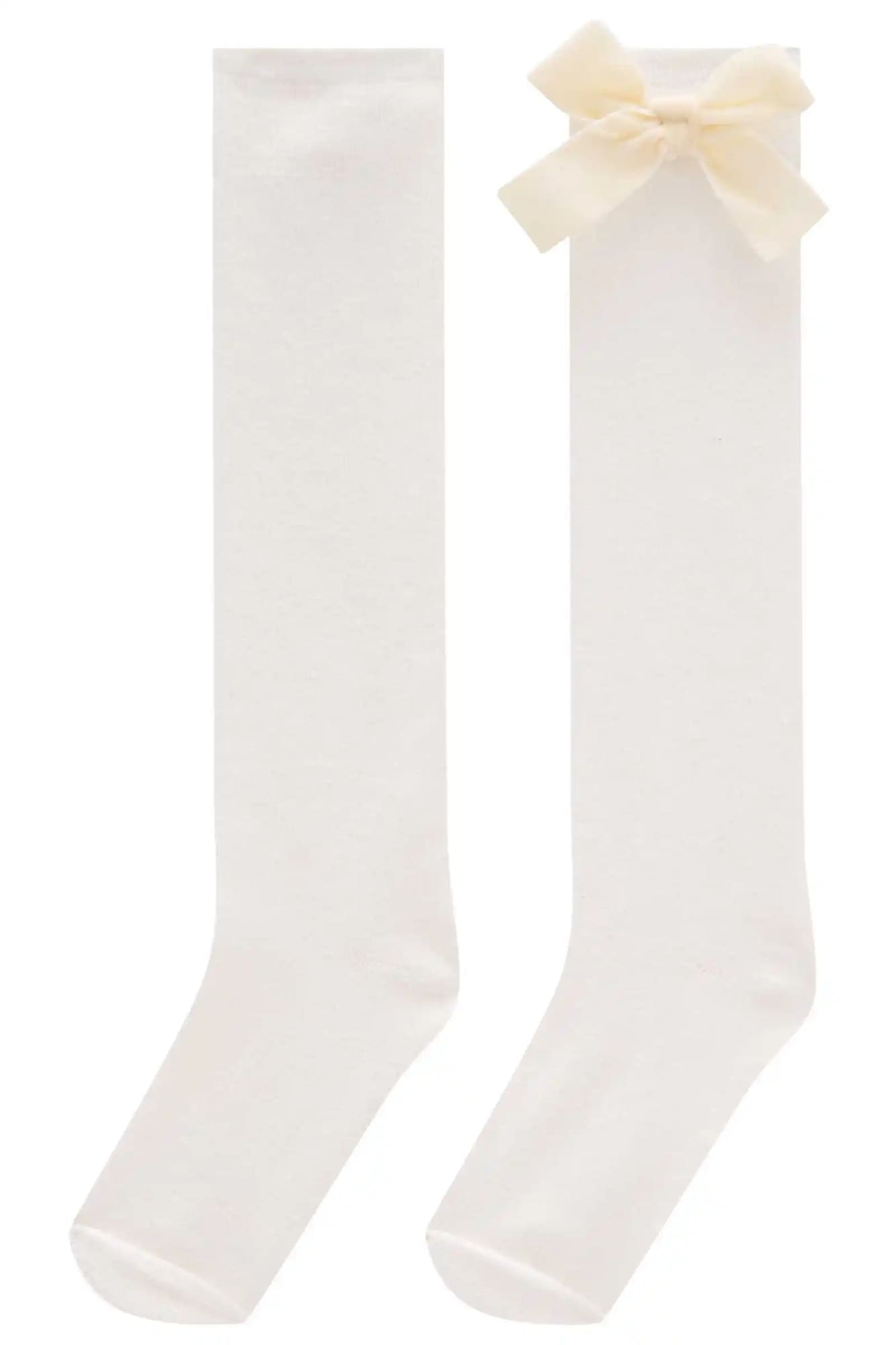 Meia Infantil 3/4 Kukie Inverno Off White Laço