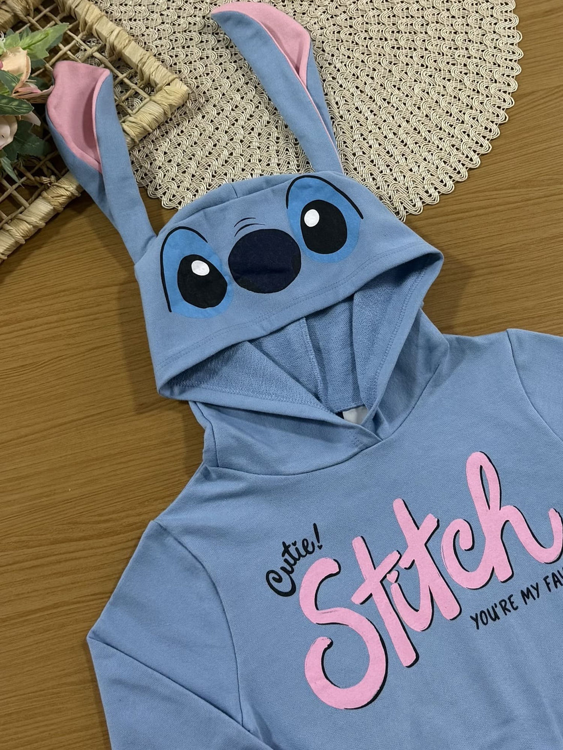 Casaco Infantil Momi Inverno Azul Stitch Disney