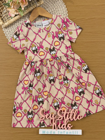Vestido Infantil Momi Inverno Bege Lacinhos Daisy Disney