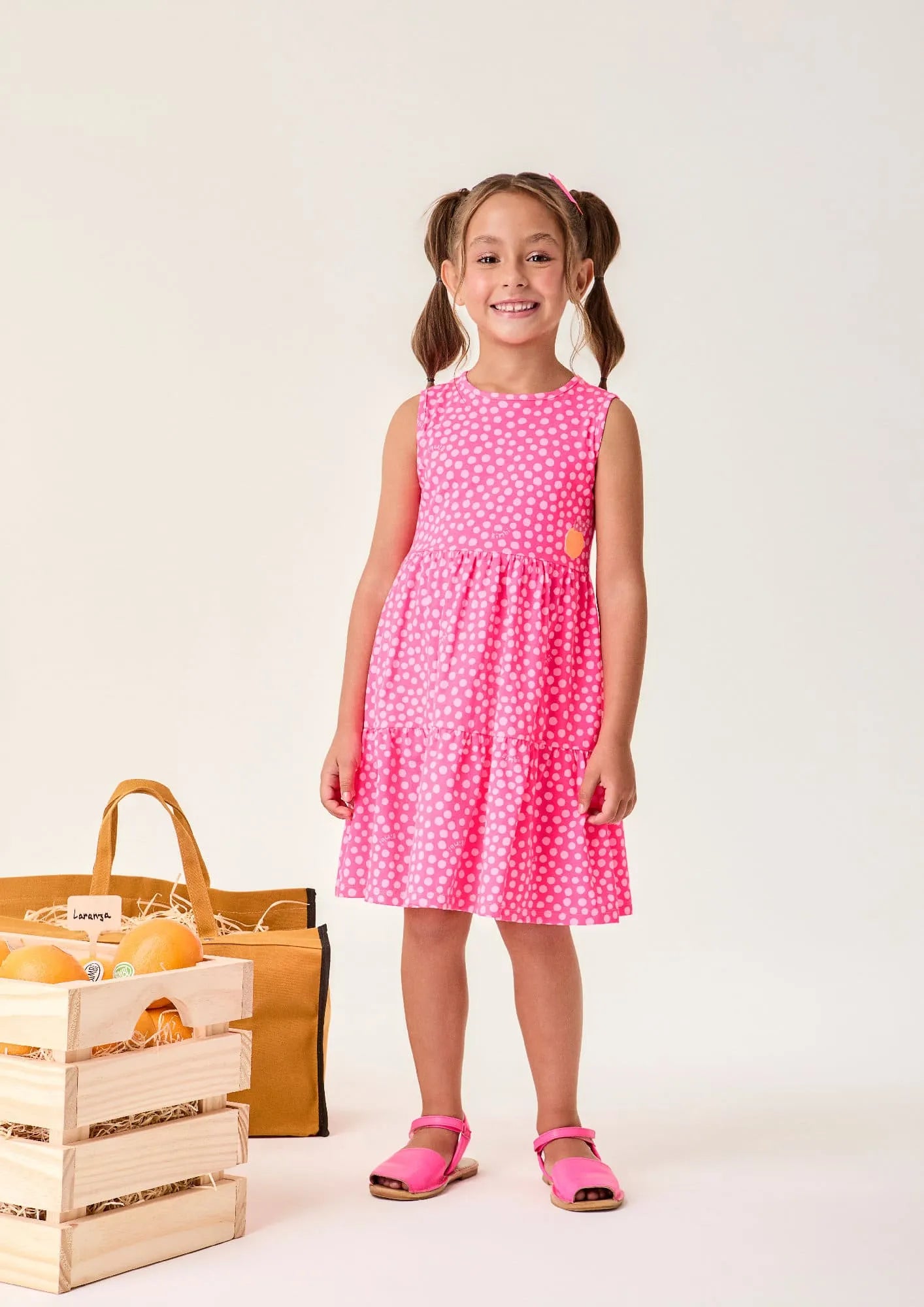 Vestido Infantil Bimbi Rosa Poá