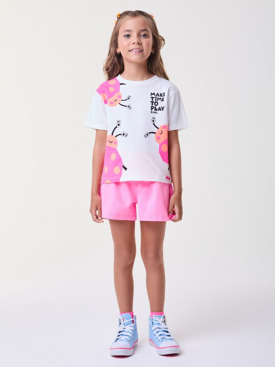 Blusa Infantil Bimbi Verão Branca Joaninhas