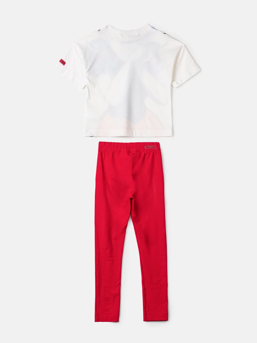 Conjunto Infantil Animê Calça Legging Blusa Manga Curta e Capa Branca de Neve Disney